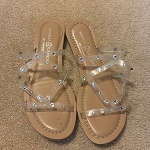 Chinese Laundry clear studded sandals 8
